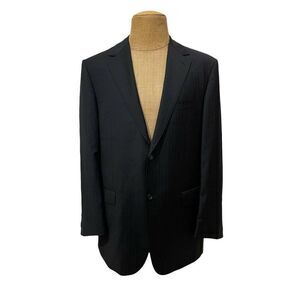 JOSEPH BACH Sartoriale Sports Coat Gray Blue Striped 100% Wool Size 44 L Long